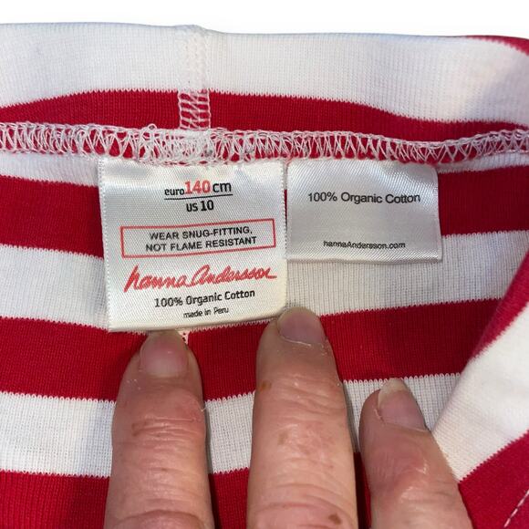 Hanna Andersson Kids 10 140cm Pajama Bottoms Joggers Stripe Loungewear Red Sleep - Picture 6 of 12